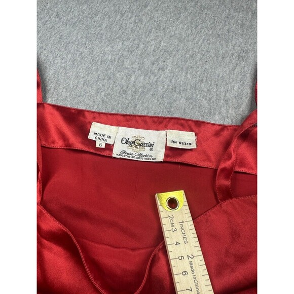 Red Oleg Cassini Sleeveless Shirt Blouse Collection Size 6 Silk - Picture 6 of 11